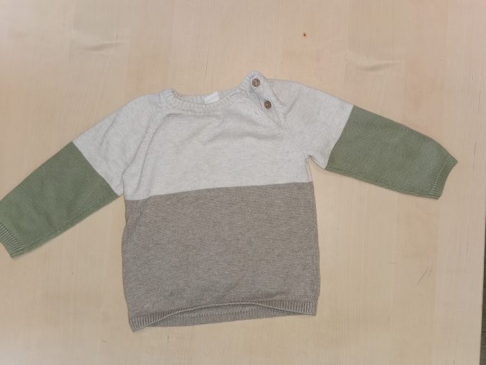 Bluza copii marime 80 alb-verde-gri
